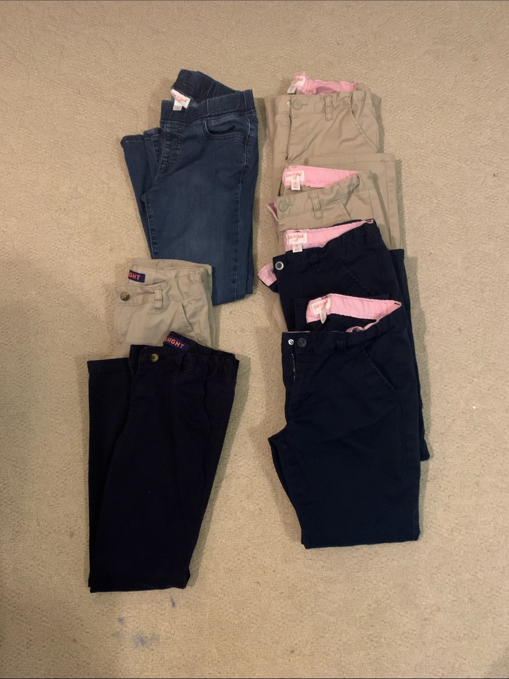 Khakis and Navy pants and jeans
